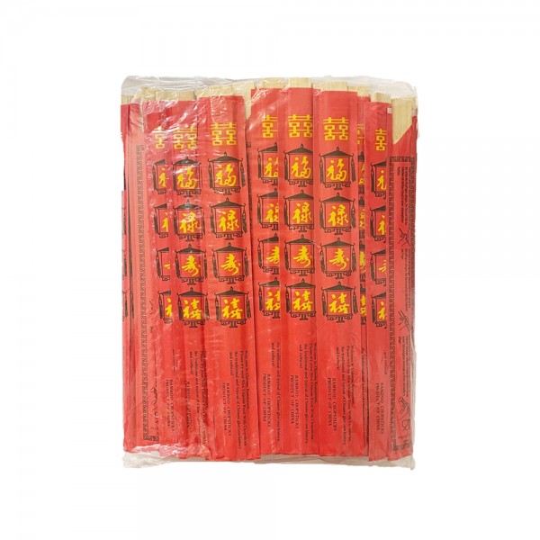 Einweg Bambus Essstäbchen mit rotem Umschlag 22,5cm (100 Paar)