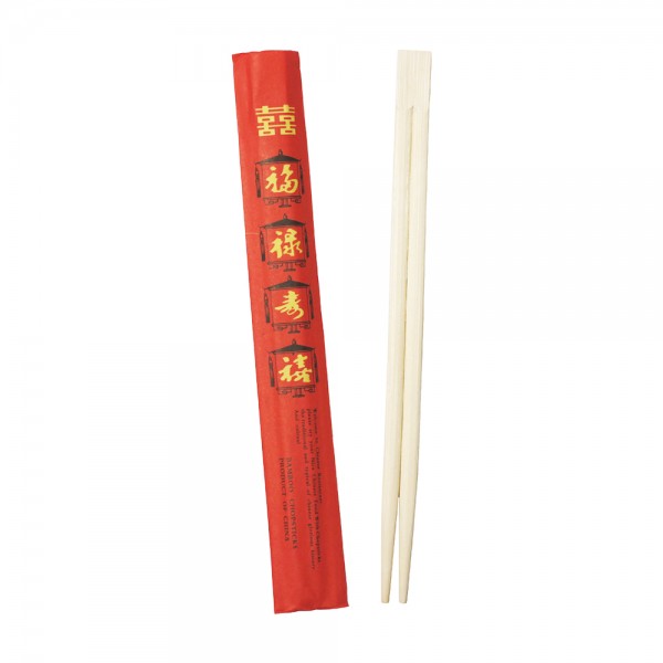 Einweg Bambusstäbchen mit rotem Umschlag einzeln
