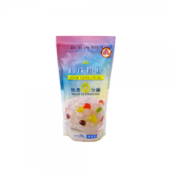 Bunte Tapioka Perlen für Bubble Tea Wu Fu Yuan 250g [MHD 24.10.22]